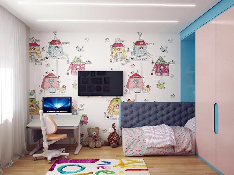 Design of a small children's room 7-8 sq.m. - Photo