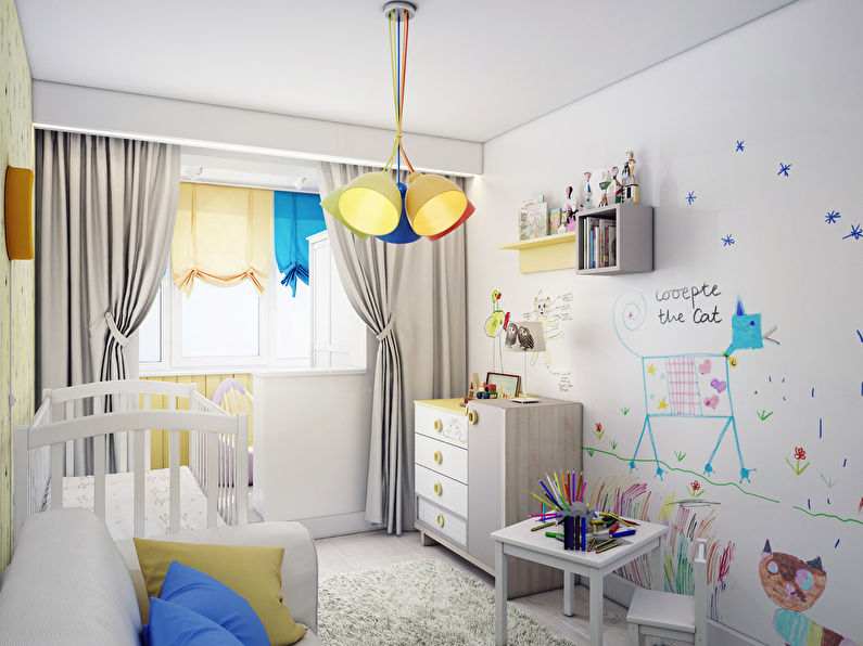 Design of a small children's room 9-10 sq.m. - Photo