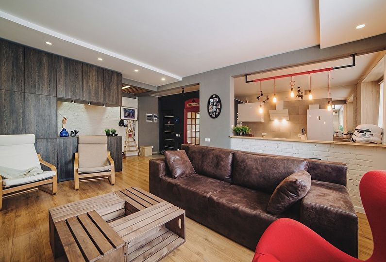 Loft 40 × 40: Wohnung für ein junges Paar, 70 m2