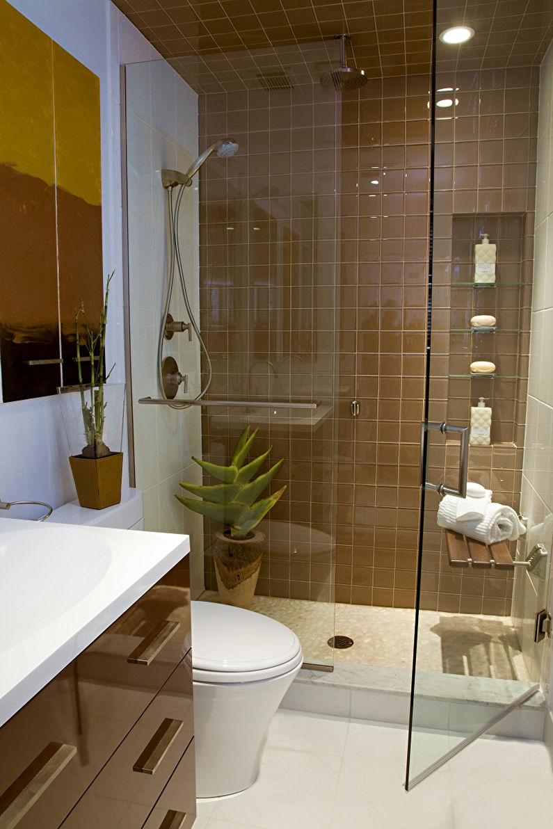 Interior design of a narrow bathroom - photo