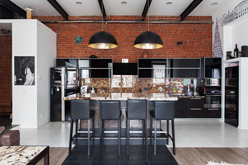 Loft style island kitchen - Diseño de interiores