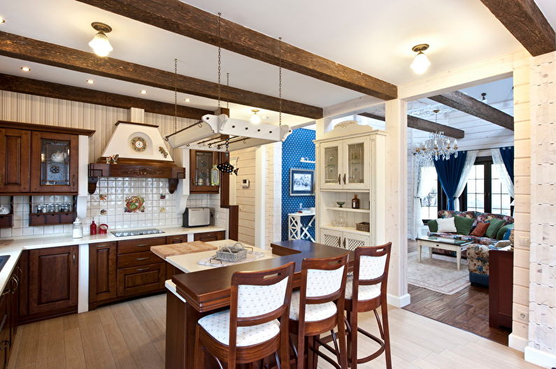 Kitchen interior design with island - photo