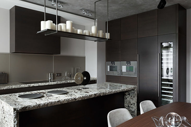 Kitchen interior design with island - photo