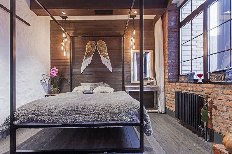 Design de quarto em estilo loft - decoração de parede