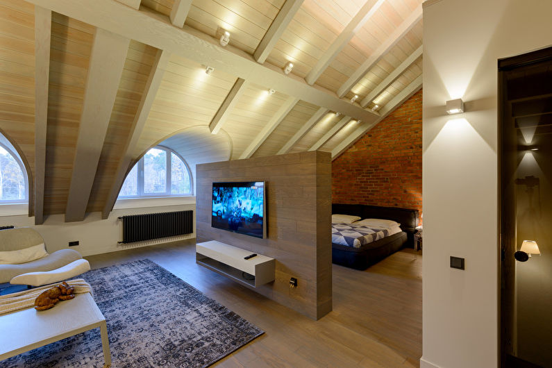 Loft style bedroom interior design - photo