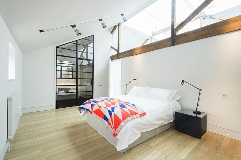 Loft styl ložnice design interiéru - fotografie