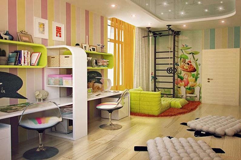 Kleurcombinaties in het interieur van een kinderkamer - Zonering van een kinderkamer