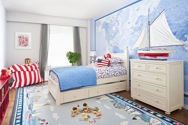 De combinatie van kleuren in het interieur van de kinderkamer - foto