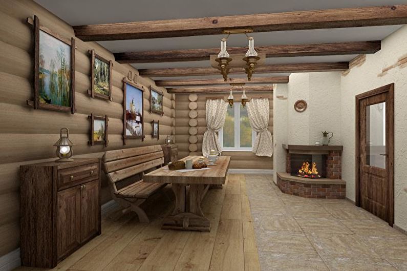 Aménagement intérieur d'un chalet ou d'une maison de campagne - photo