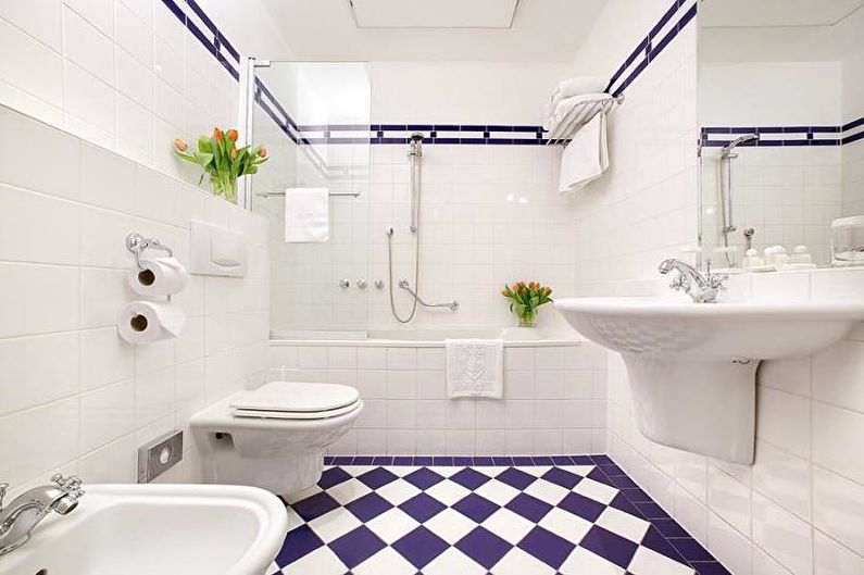 Combinations of colors in the interior of the bathroom - White bathroom