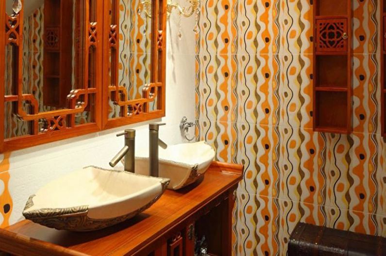 Combinations of colors in the interior of the bathroom - Warm colors