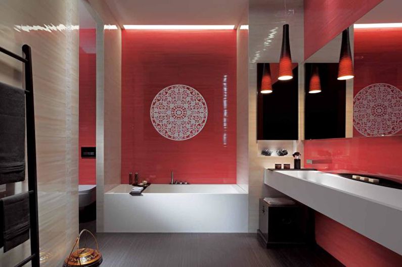 The combination of colors in the interior of the bathroom - photo