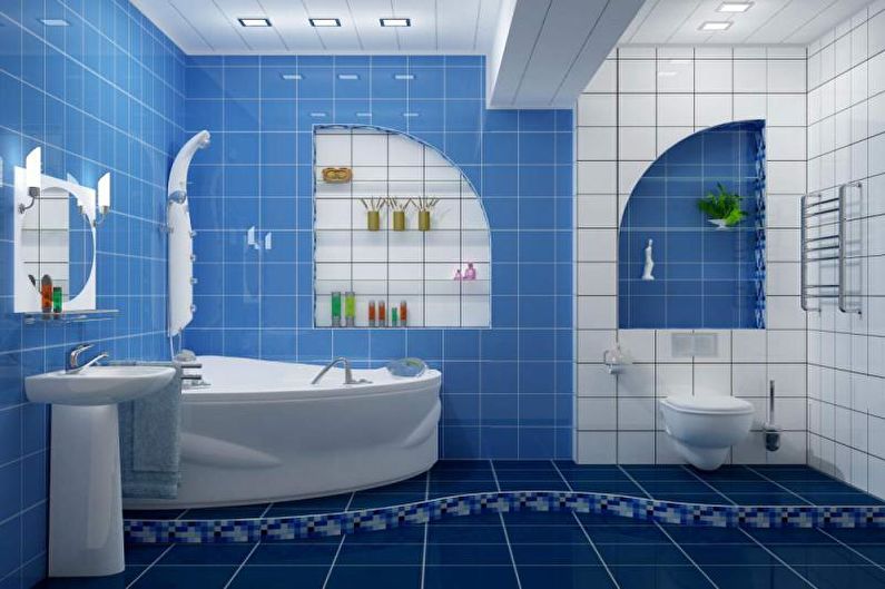 The combination of colors in the interior of the bathroom - photo