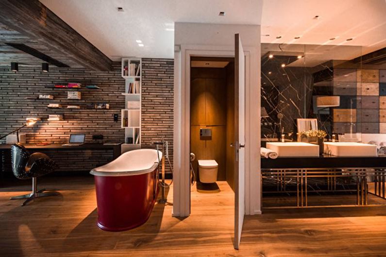 Baño rojo - Diseño de interiores 2018