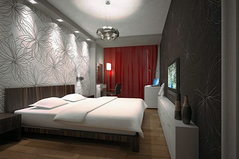 Bedroom design 15 sq.m. - Lighting and decor