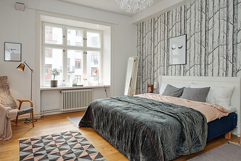 Kleines Schlafzimmer im skandinavischen Stil - Innenarchitektur