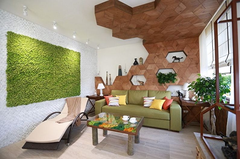 Salón de 12 m2. en estilo ecológico - Diseño de interiores