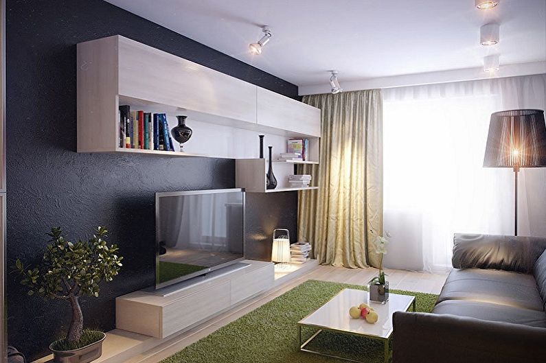 The interior design of the living room is 12 sq.m. - Photo