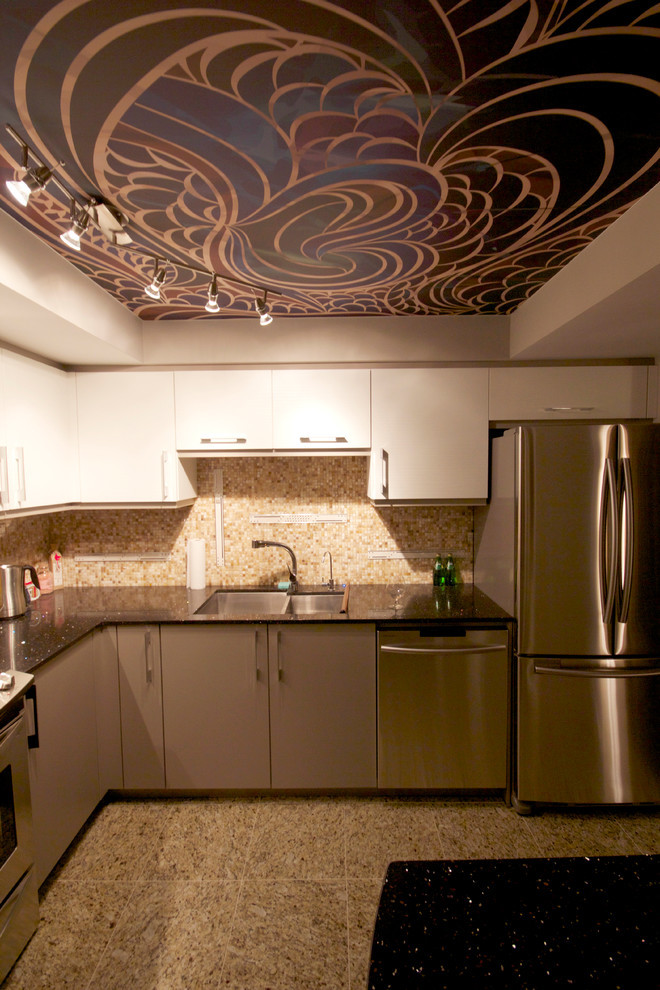 Stretch ceiling in the kitchen - photo printing