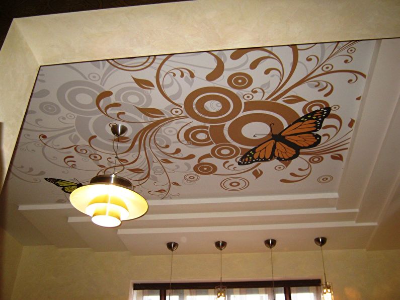 Stretch ceiling in the kitchen - photo