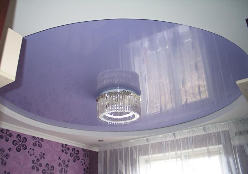 Two-level suspended ceiling in the bedroom - photo