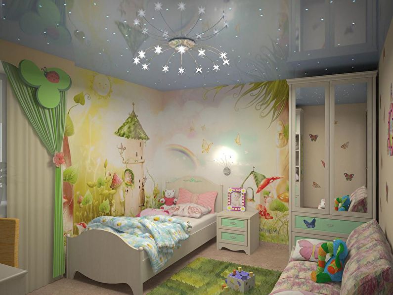 Techo tensado en una habitación infantil - foto