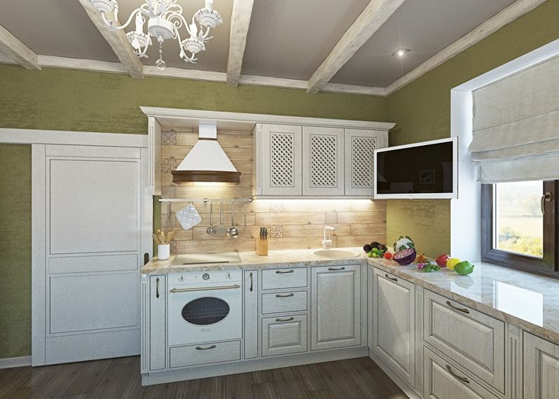 Design of a small kitchen in the style of provence