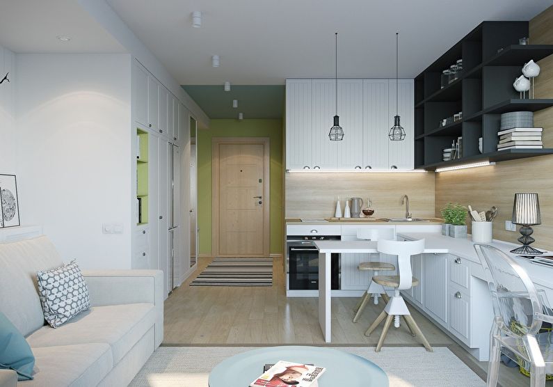 Studio appartement ontwerp voor een jong meisje