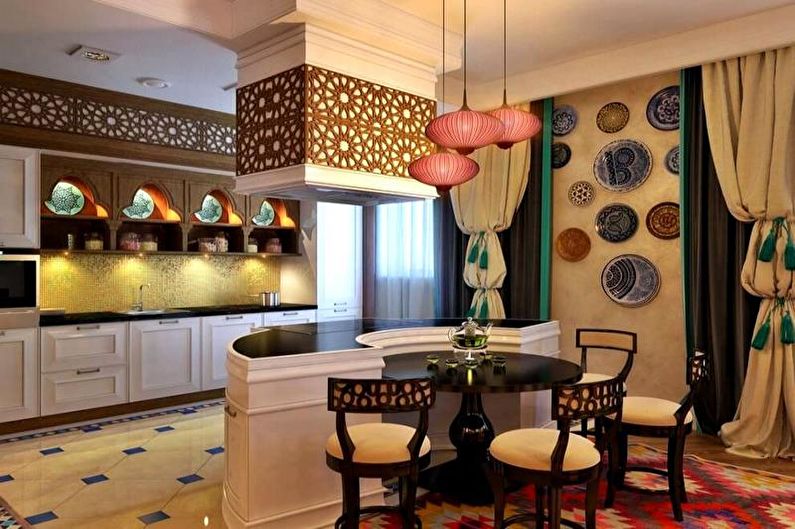 Kitchen design 2018 in oriental style.