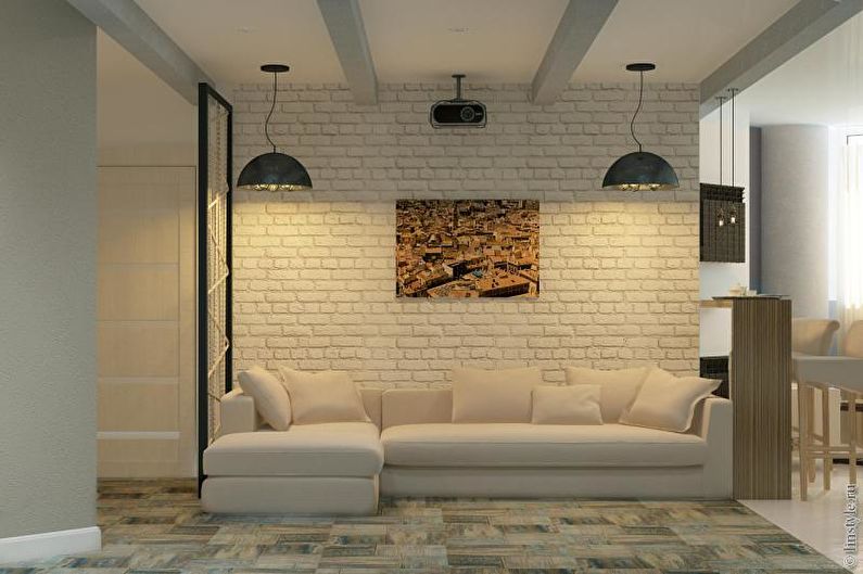 Design de sala de estar estilo loft 2018