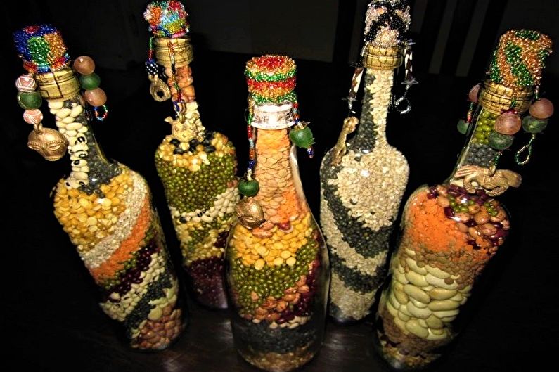 Decoración de botellas de bricolaje - Decoración de grano