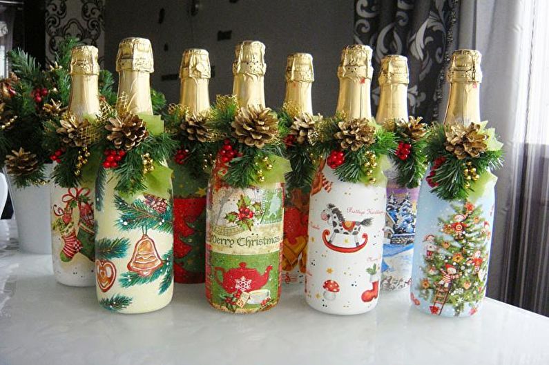 Decoración de botellas de bricolaje - Decoupage