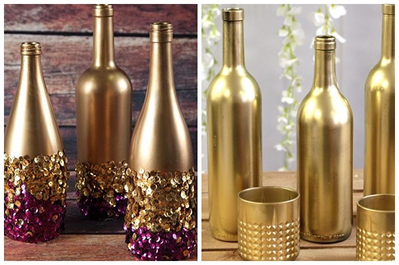 DIY Bottle Decor - Glitter and Gold Decor