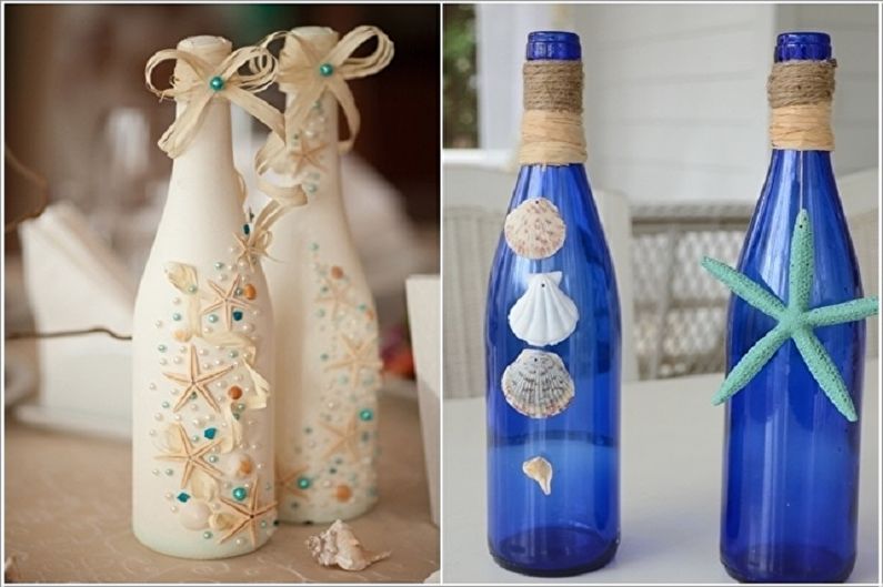 Decoración de botellas de bricolaje - decoración de conchas marinas