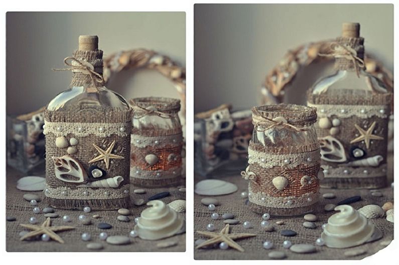 DIY bottle decor - seashell decor