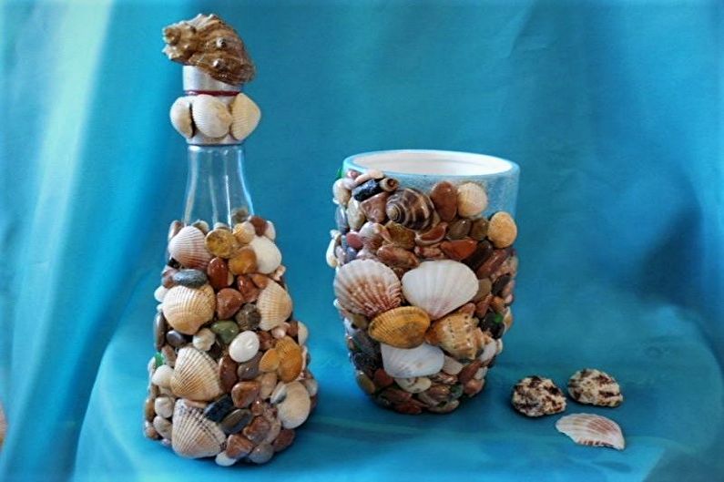 DIY bottle decor - seashell decor