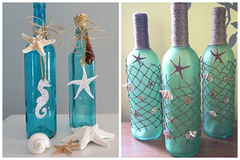 Decoración de botellas de bricolaje - decoración de conchas marinas