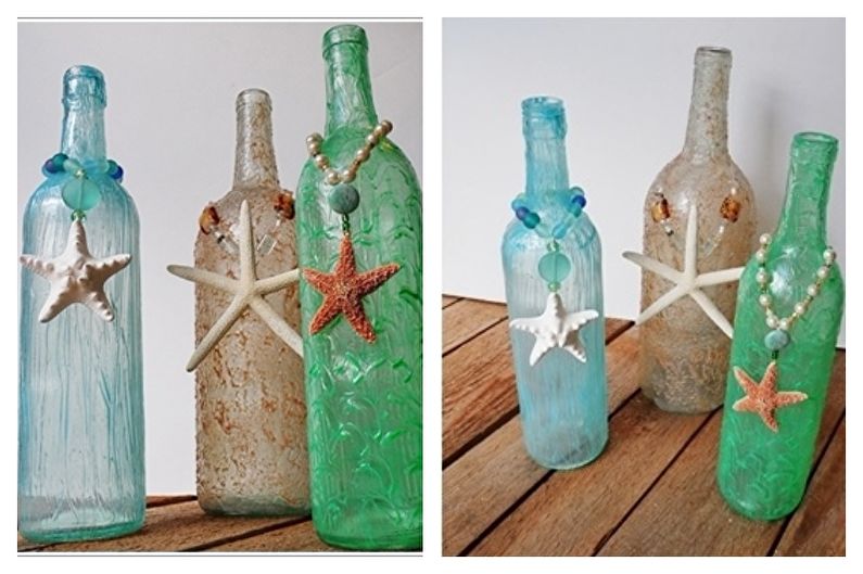 Decoración de botellas de bricolaje - decoración de conchas marinas