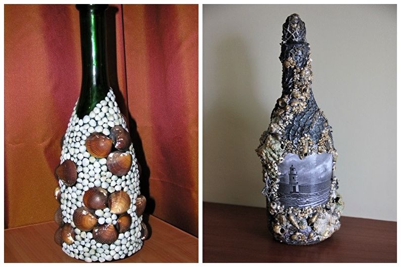 DIY bottle decor - seashell decor