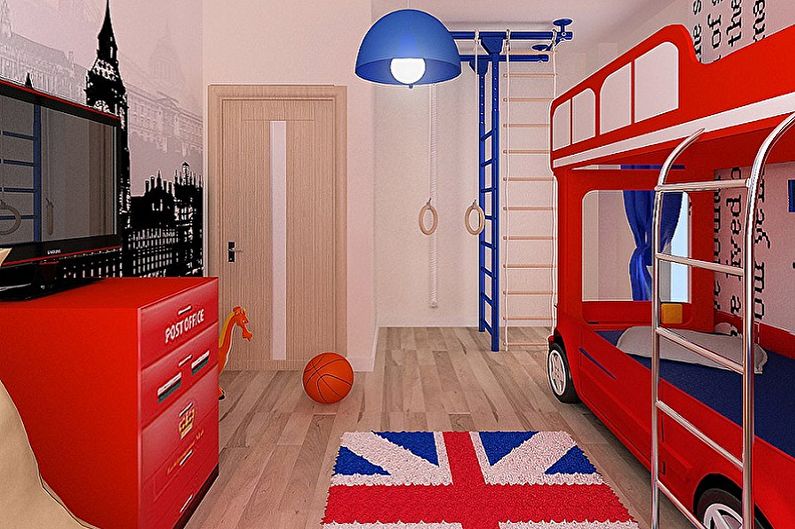 Quarto de crianças para dois meninos no estilo inglês - design de interiores