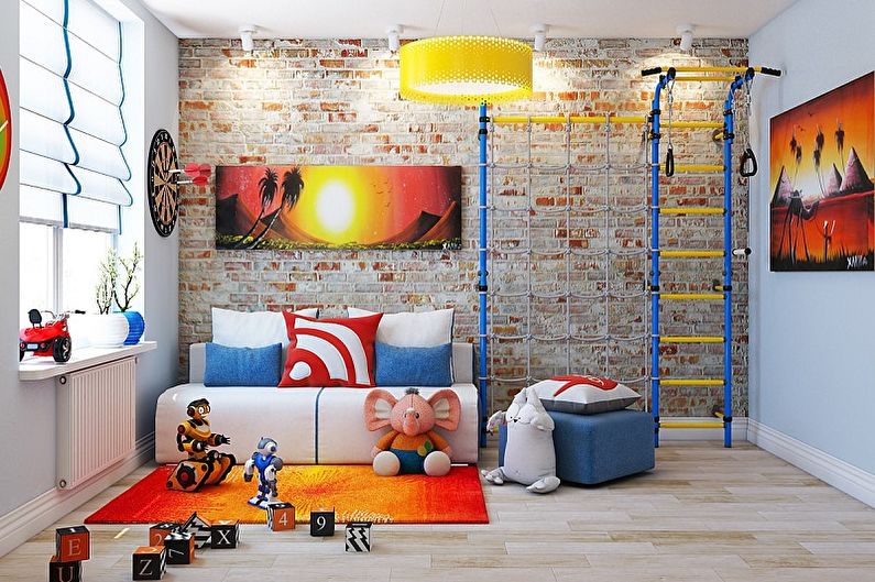 Kinderzimmer für zwei Jungen im Loftstil - Interior Design