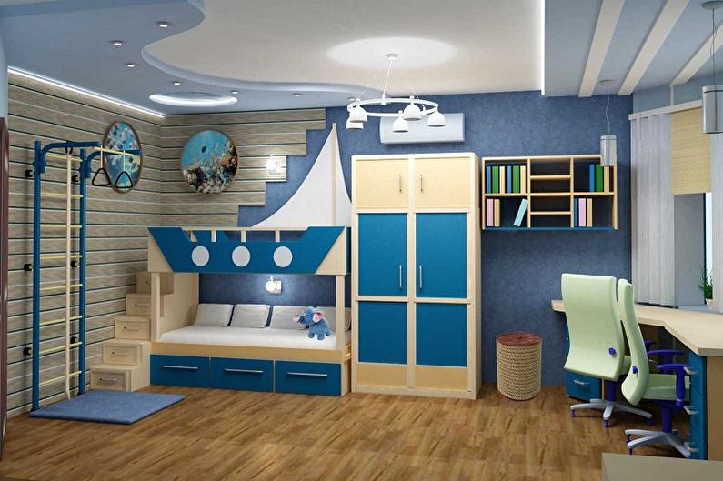 Diseño de habitación infantil para dos niños - Decoración de pared