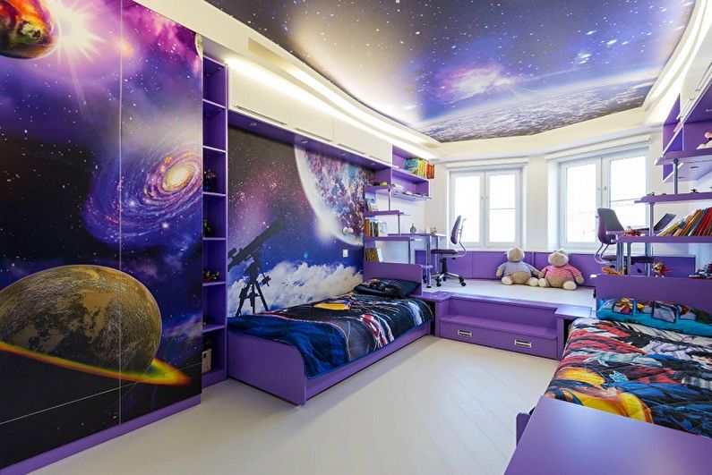 Design de quarto infantil para dois meninos - acabamento de teto