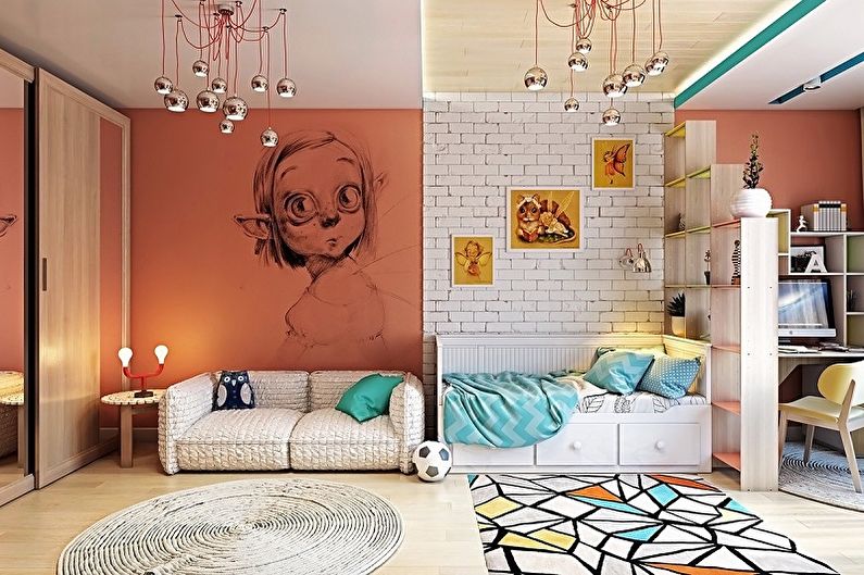 Diseño de habitación para niños para dos niños - Acabado del techo