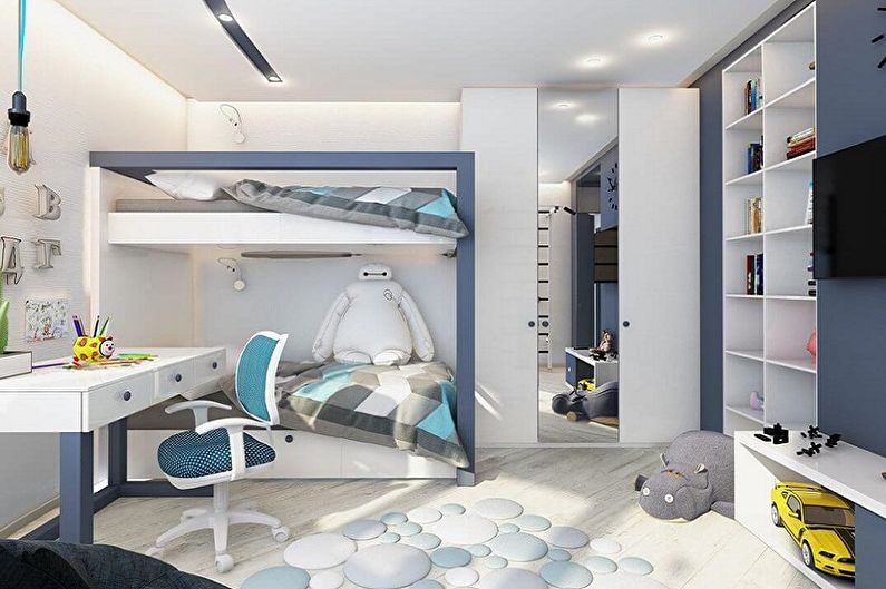 Diseño interior de una habitación infantil para dos niños - foto