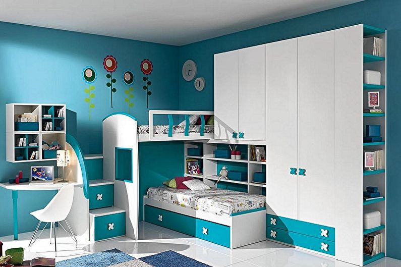 Diseño interior de una habitación infantil para dos niños - foto