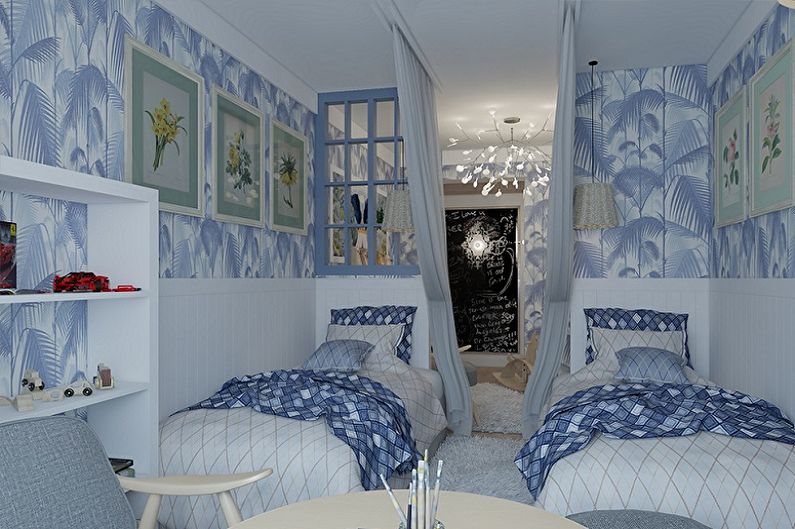 Diseño interior de una habitación infantil para dos niños - foto