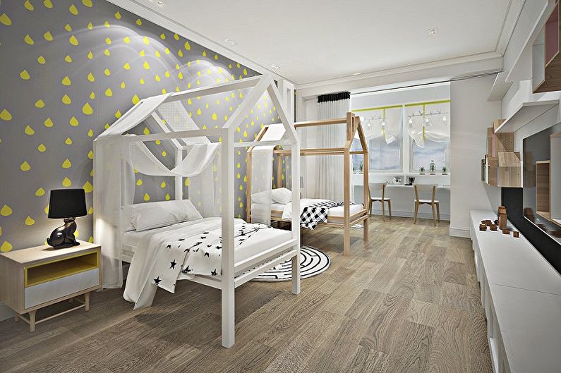 Diseño interior de una habitación infantil para dos niños - foto