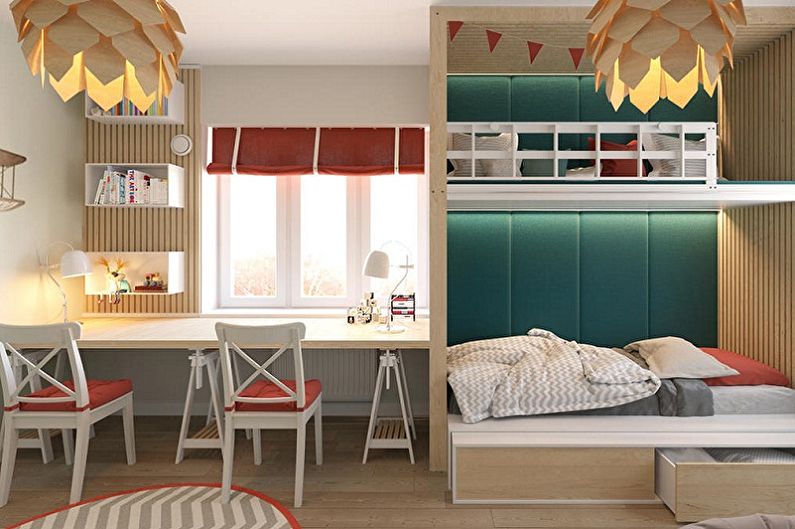 Design de interiores de um quarto infantil para dois meninos - foto