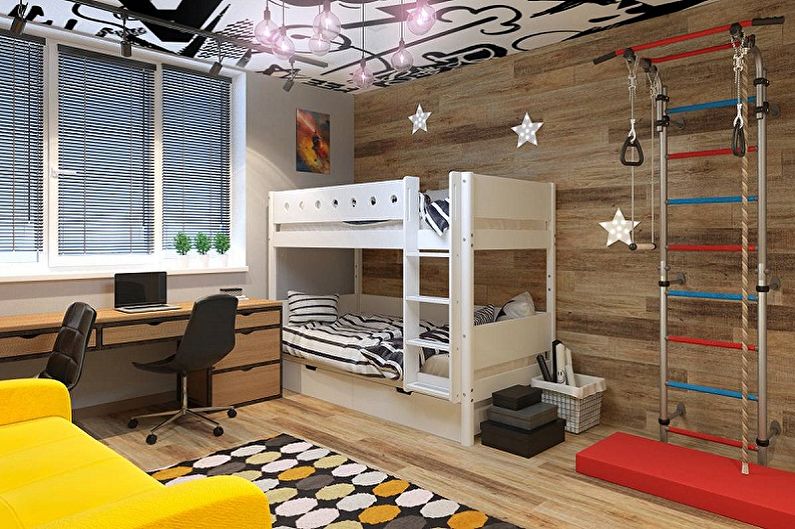 Design de interiores de um quarto infantil para dois meninos - foto